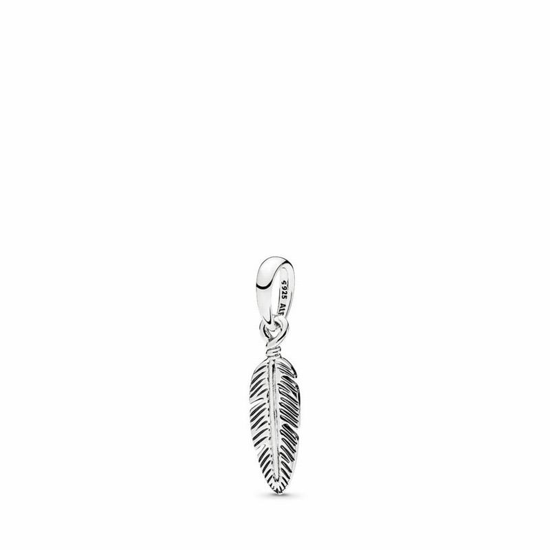 Pandora Spiritual Feather Pendant - Sterling Silver - Canada | XV1625QE